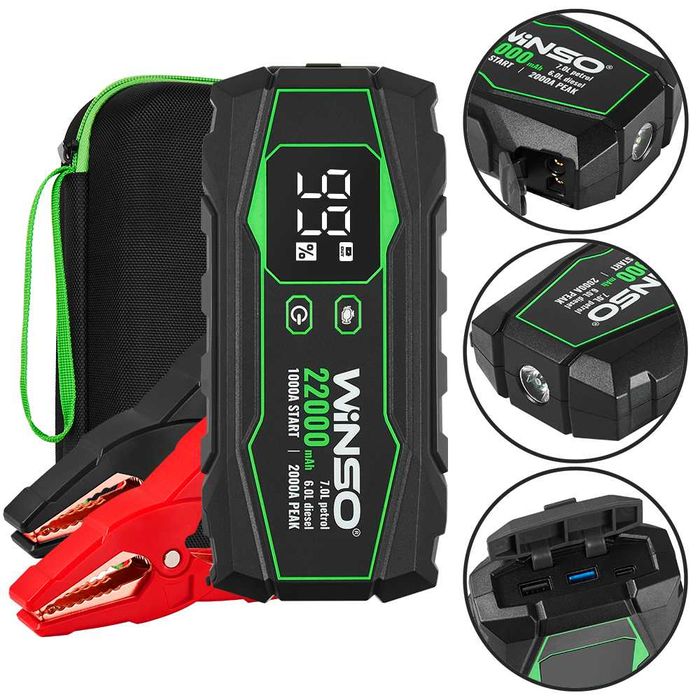 Портативний пусковий пристрій Winso Бустер 1000A/2000A Winso 22000mAh.