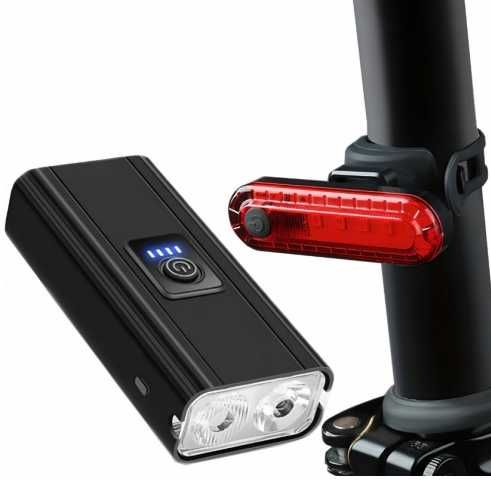 Lampka rowerowa przód + tył oświetlenie rowerowe ipx45 latarka led