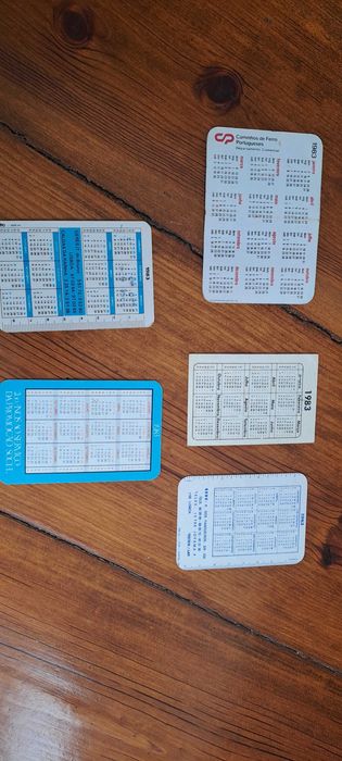 13 calendários de 1982 a 1984