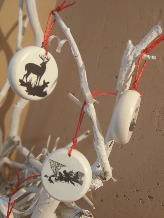 Новорічні прикраси 5 шт дерево комплект