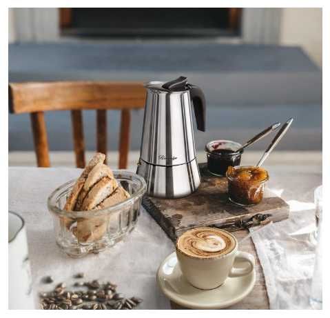 Stalowy zaparzacz  kawiarka do kawy espresso 45ml na 9 filiżanek