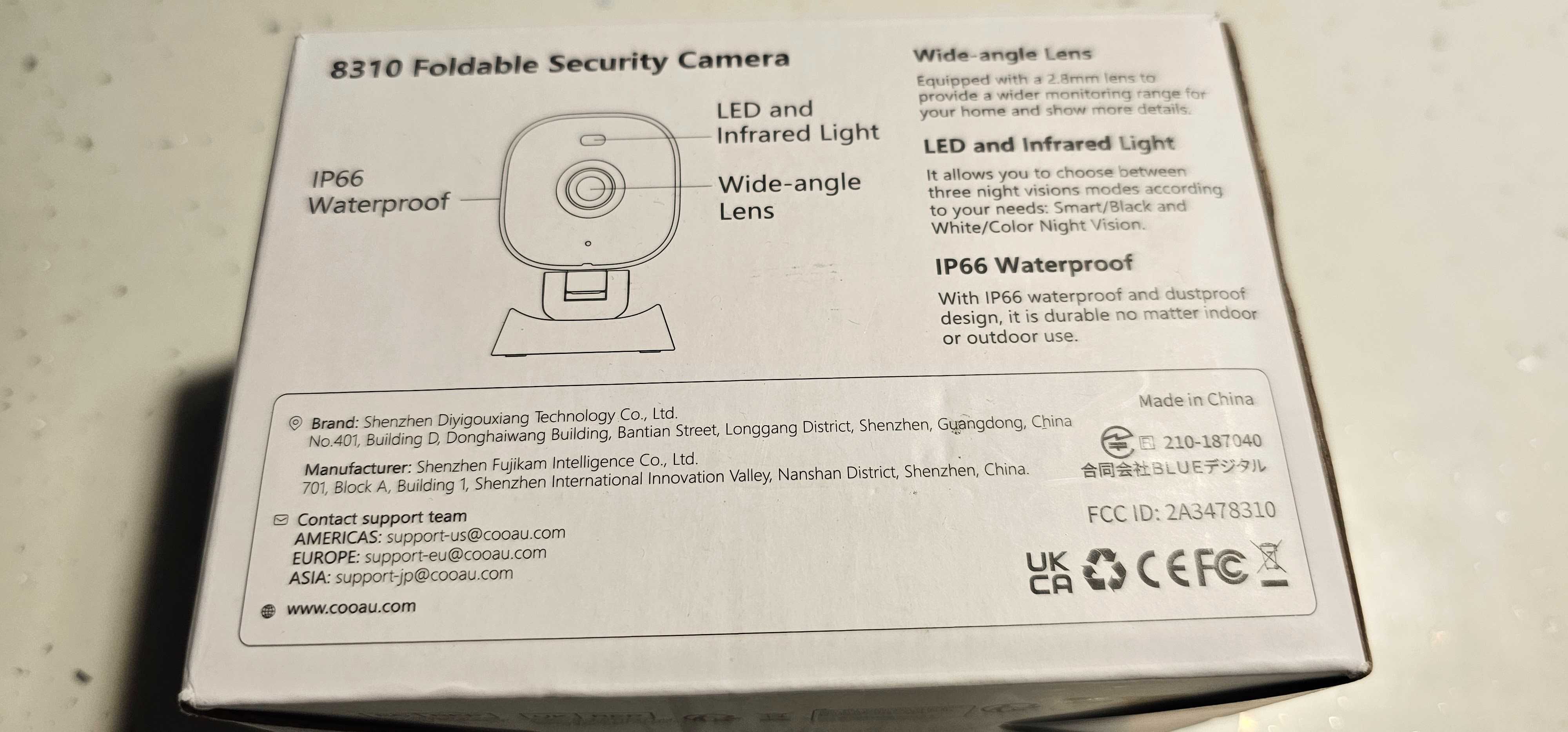 COOAU 2K Bezprzewodowa kamera nadzoru WiFi,
