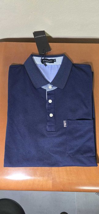 Polo Homem Burberry Azul Marinho Com bolso