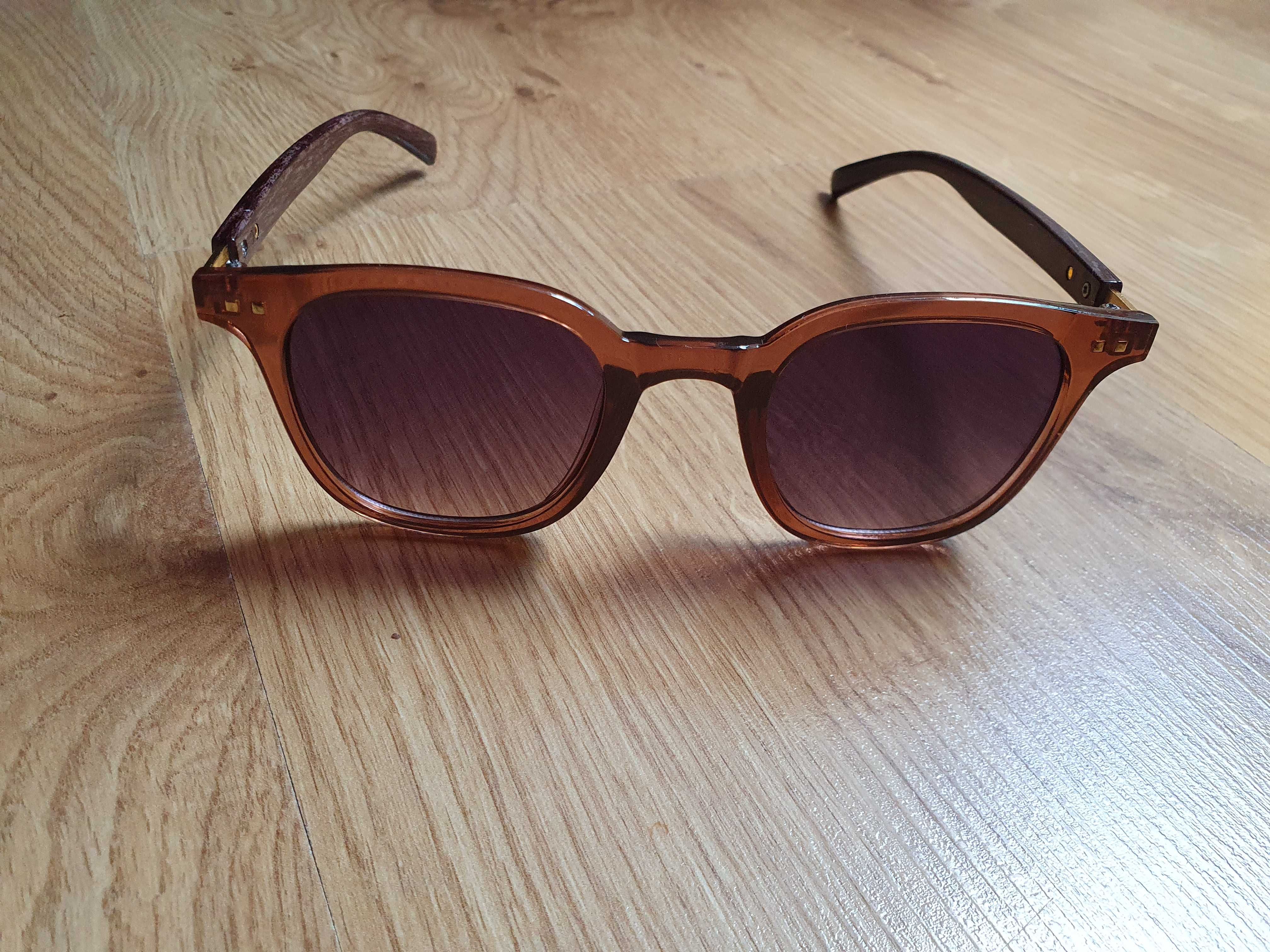 Okulary przeciwsłoneczne RETRO drewno NOWE