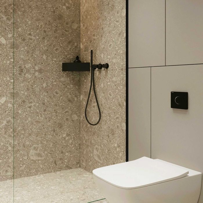 Narożna półka łazienkowa pod prysznic loftowa czarna newops