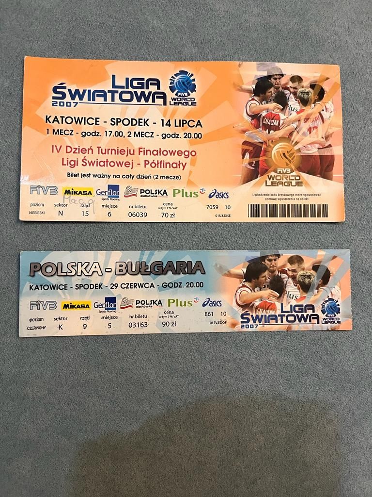 Kolekcjonerskie bilety - siatkówka - LIGA ŚWIATOWA 2007