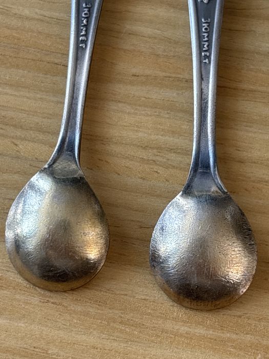 Stara posrebrzana ZSRR JUMMET solniczka z łżeczką - dwie sztuki!