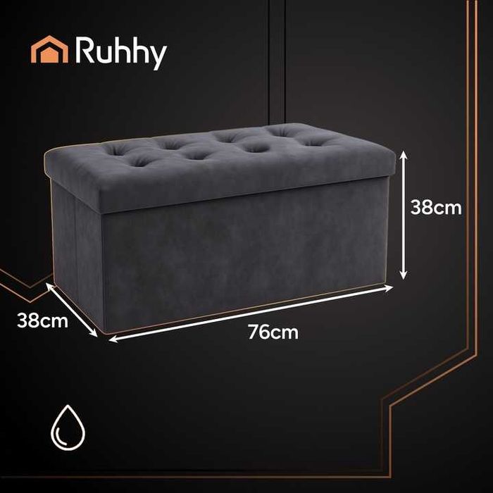 NOWA Pufa Ze Schowkiem Duża Do Salonu Do Przedpokoju Welurowa Szara