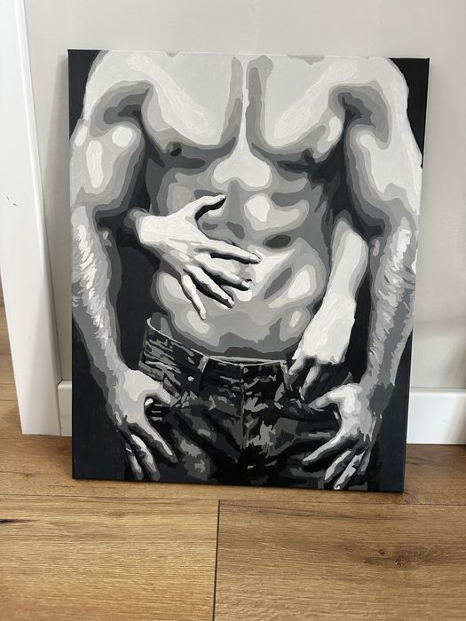 Obraz recznie malowany, do sypialni, czarno biały