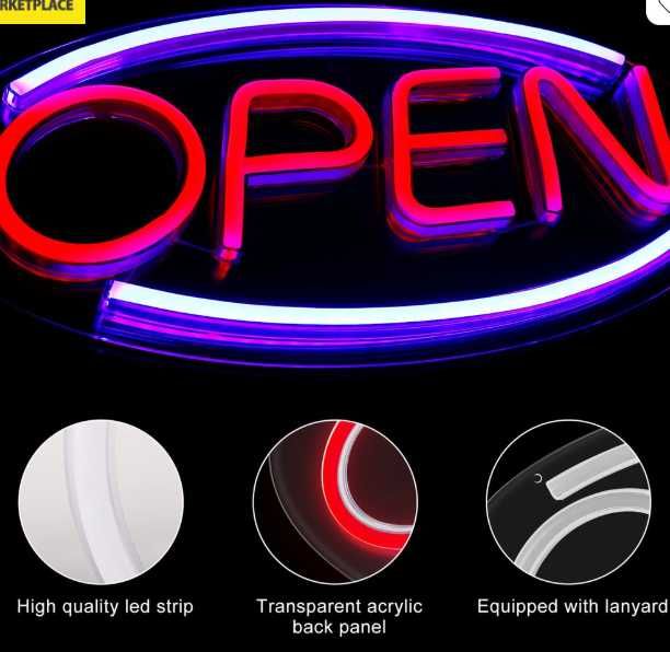 Neon LED "OPEN" – Świecący znak do sklepu, baru, lokalu – Nowy!