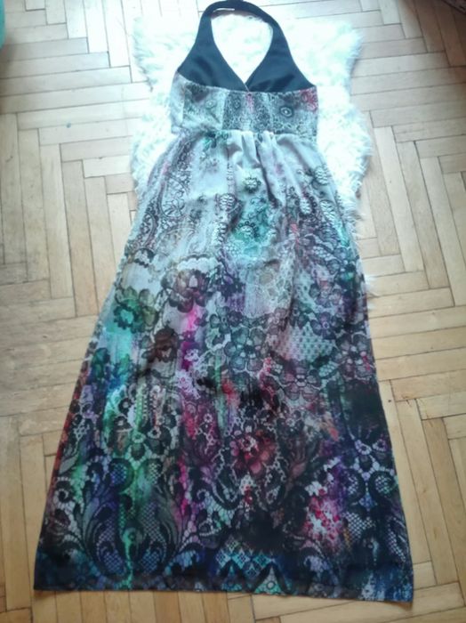 Next długa sukienka maxi dress we wzory boho kwiaty modna letnia L XL