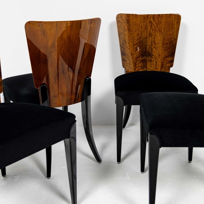 Krzesła H-214 J. Halabala Lata 50 Komplet Krzeseł Modernizm / Art Deco