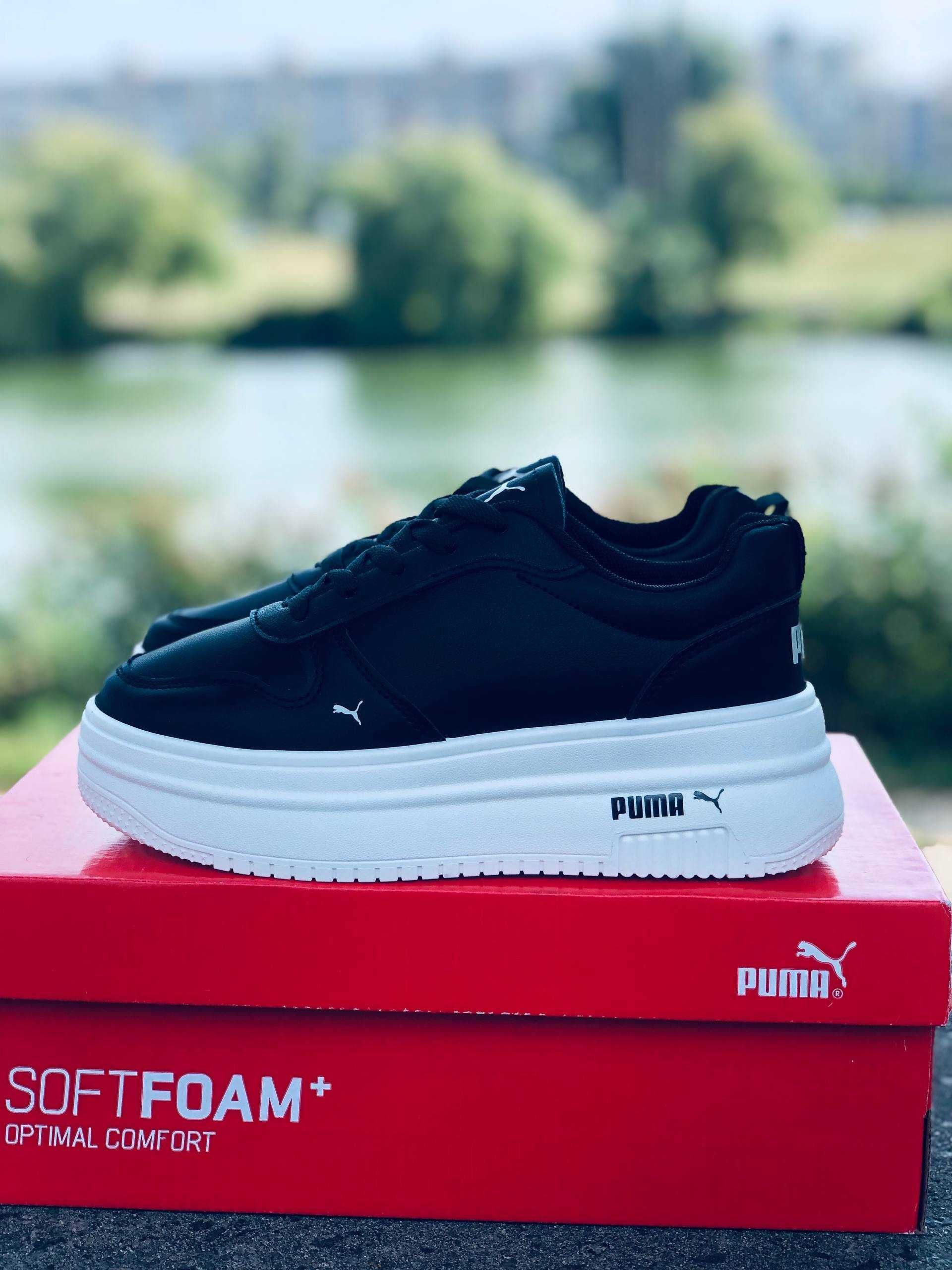 женские черные кроссовки пума на высокой подошве осенние кросовки puma
