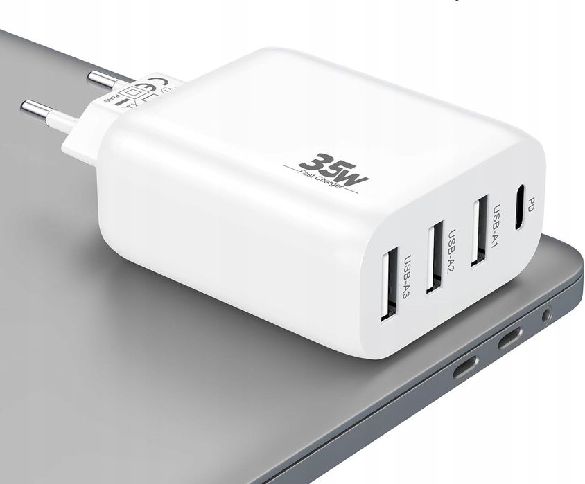 Ładowarka sieciowa 35W Zestaw 2 szt. Creapico QC 4 porty USB-C + USB-A