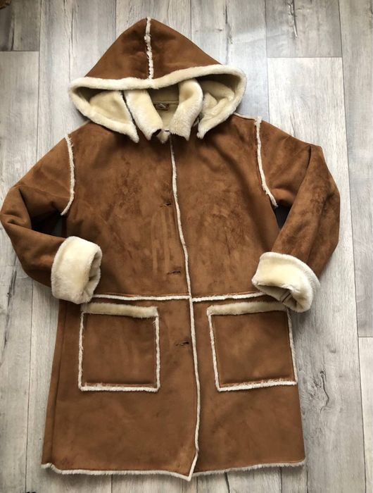 Женская удлиненная Дублёнка с капюшоном ML