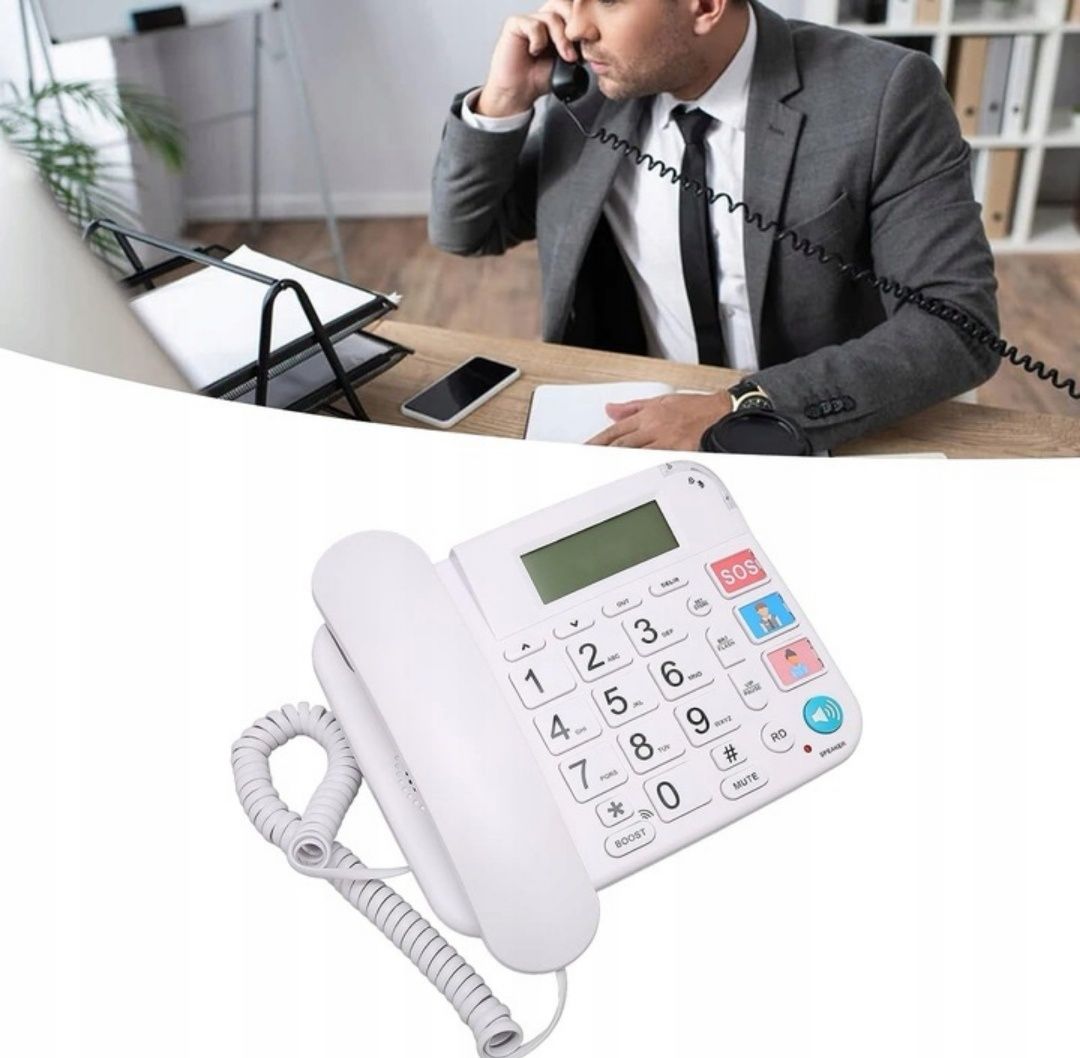 Telefon  Stacjonarny Przewodowy Duże Klawisze dla  Starszych Osób OR-8