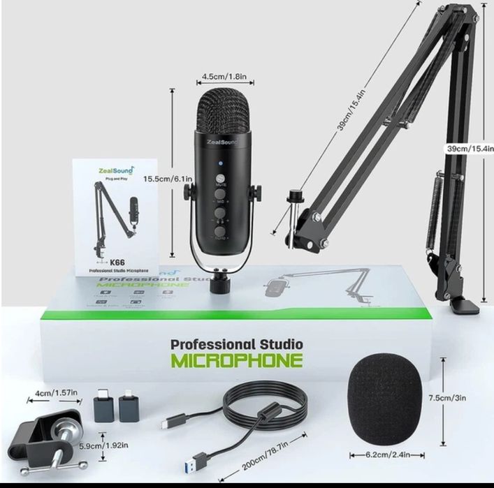 Студійний конденсаторний USB-мікрофон ZealSound(Haomuren) K66s  і K66n