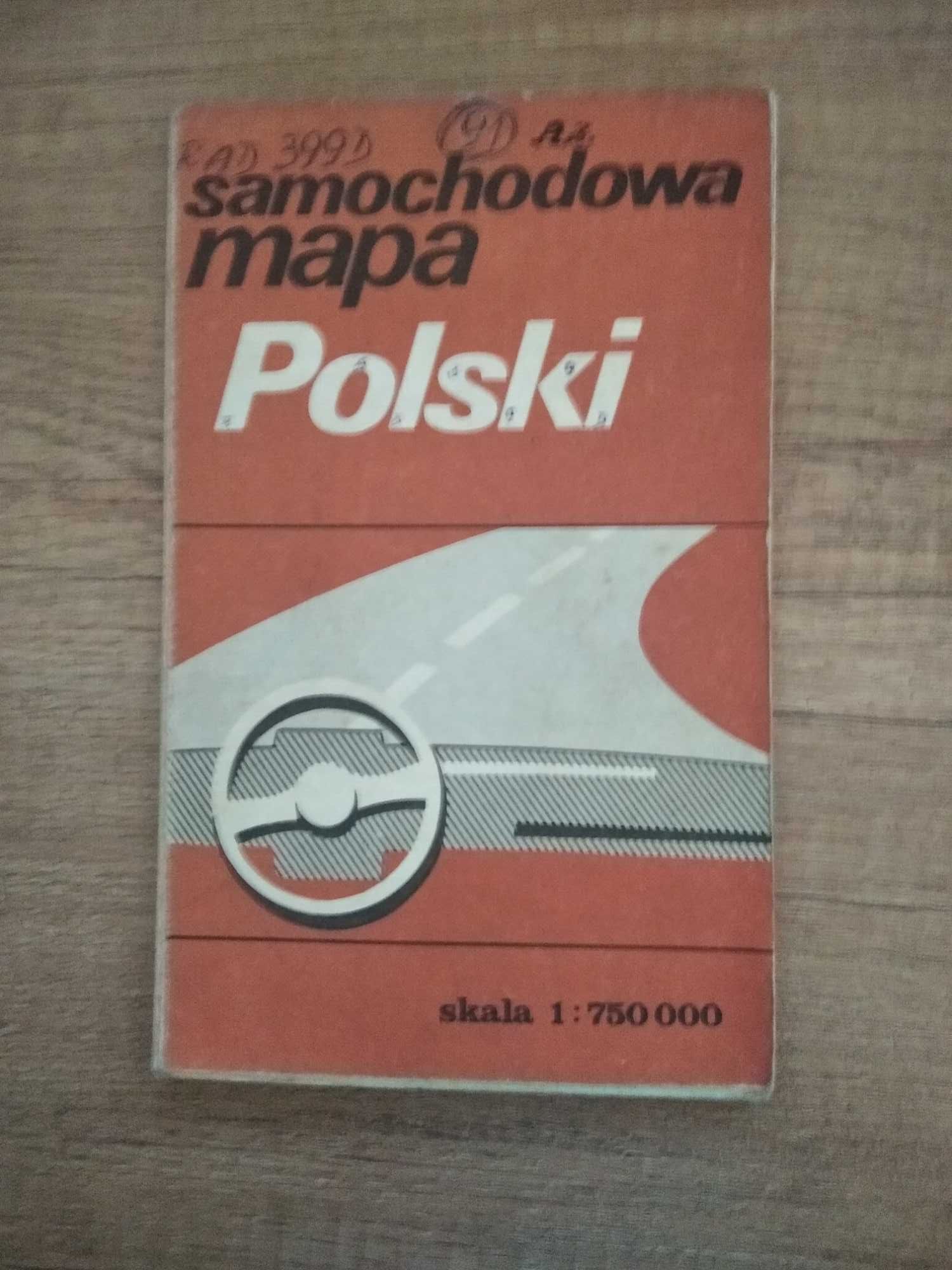 Polska mapa samochodowa stara 1987