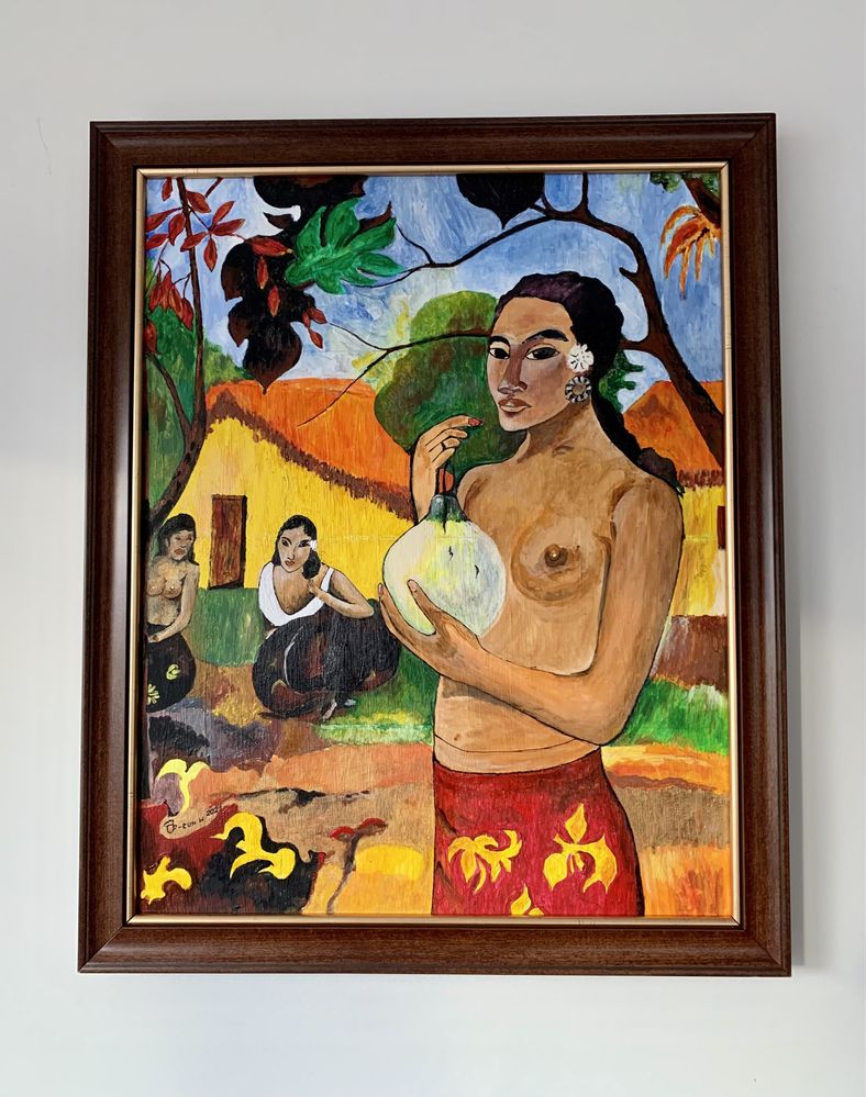 Gauguin „Kobieta z owocem” obraz kopia akryle