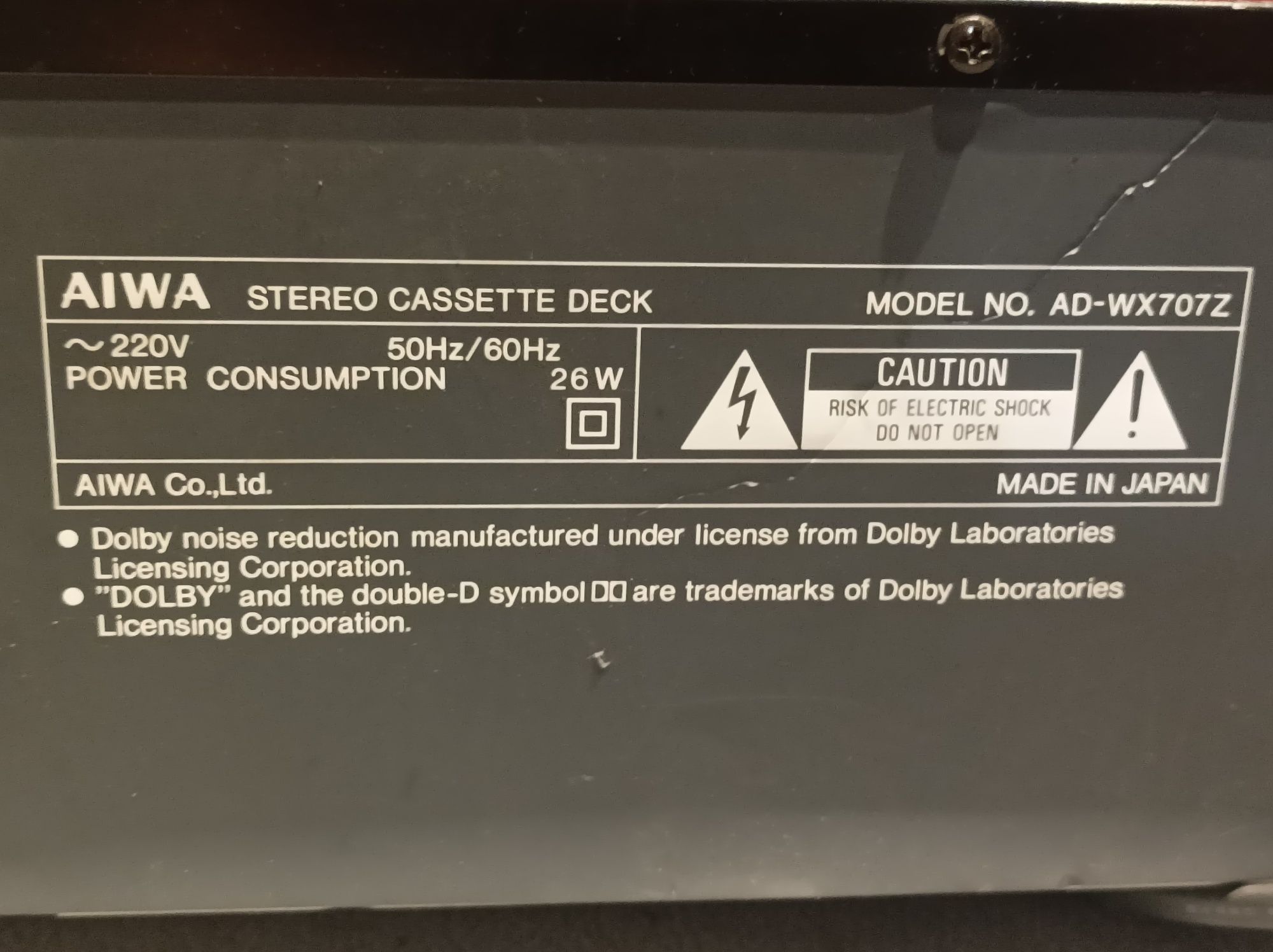 Deck/magnetofon Aiwa AD-WX-707Z - Japan!.Do naprawy! Tanio!