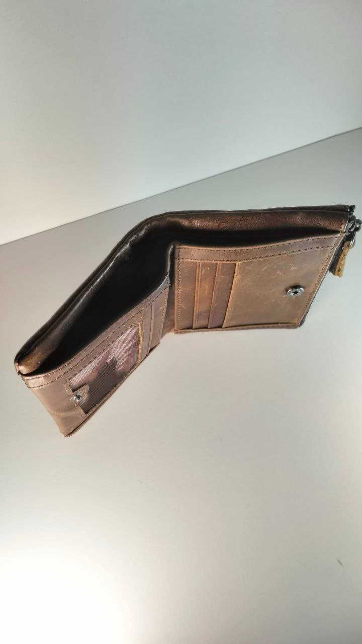 Чоловічий гаманець у вінтажному стилі, кожаный кошелёк мужской.