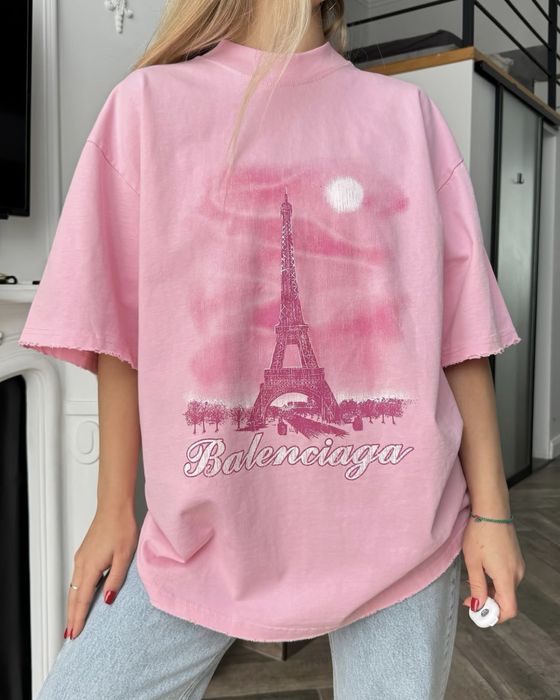 Футболка Balenciaga Paris рожева
