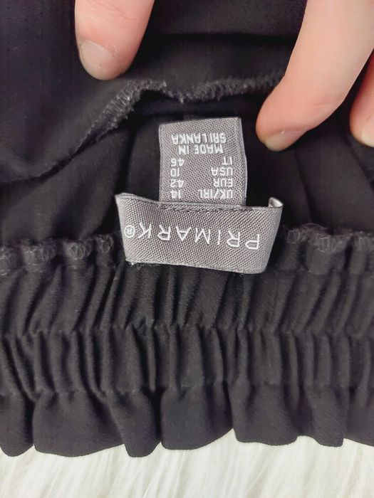 Primark spodnie kuloty czarne pasek l xl 2xl rybaczki flare szerokie