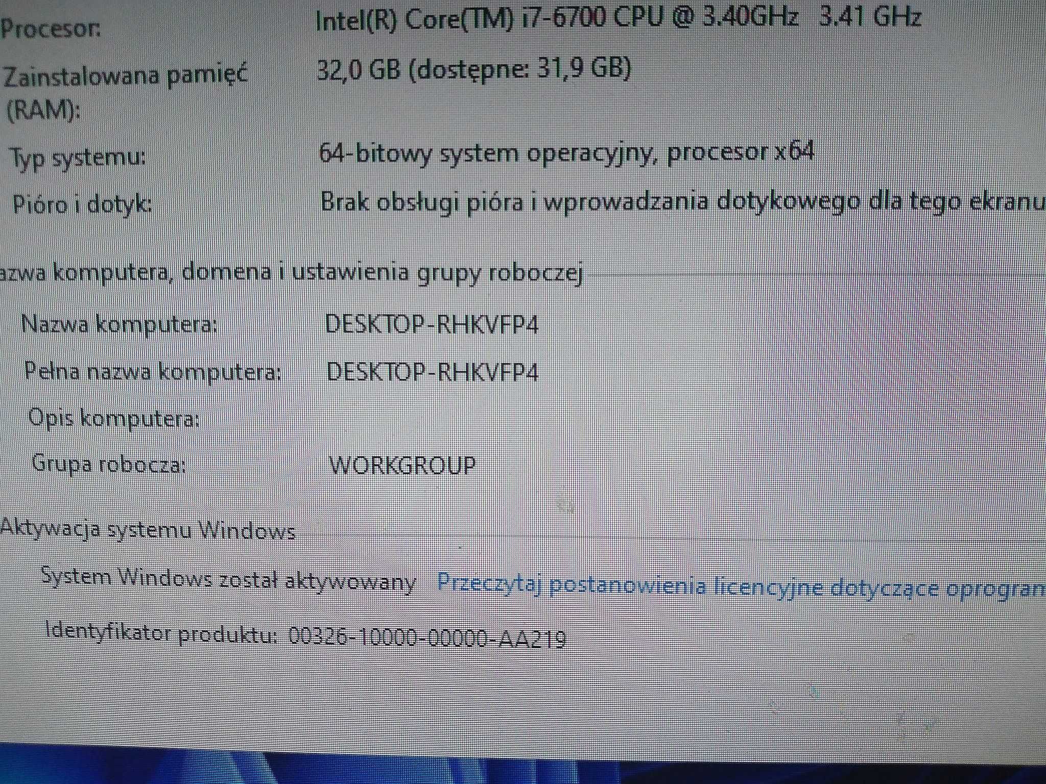 Komputer DELL 7040 /i7-6700 4.0GHz/DDR4 32GB RAM/Dysk SSD M2 512GB