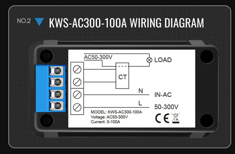 KWS-AC300 100A watomierz licznik energii AC 50-300V