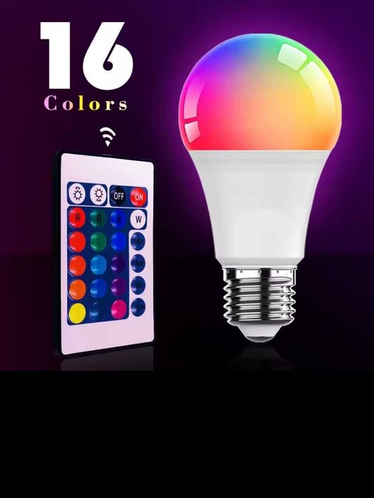 Żarówka LED 220V 16 kolorów + pilot