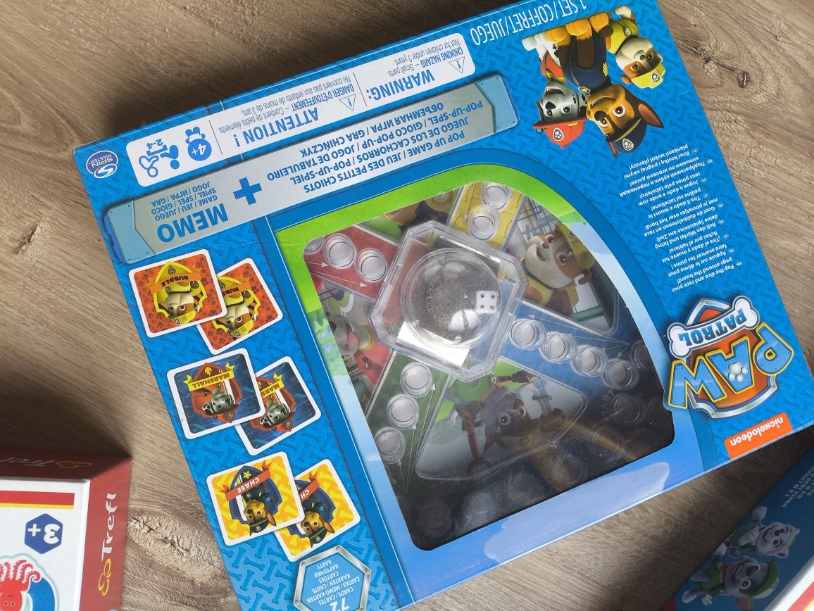 Mega zestaw gier i puzzli Psi patrol memory chińczyk octopus bingo