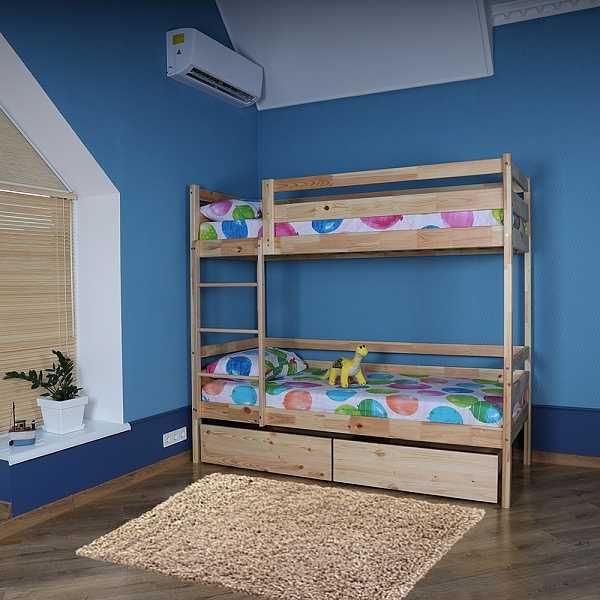 Двухъярусная кровать с ящиками babyson 4 лаковая 80x190см