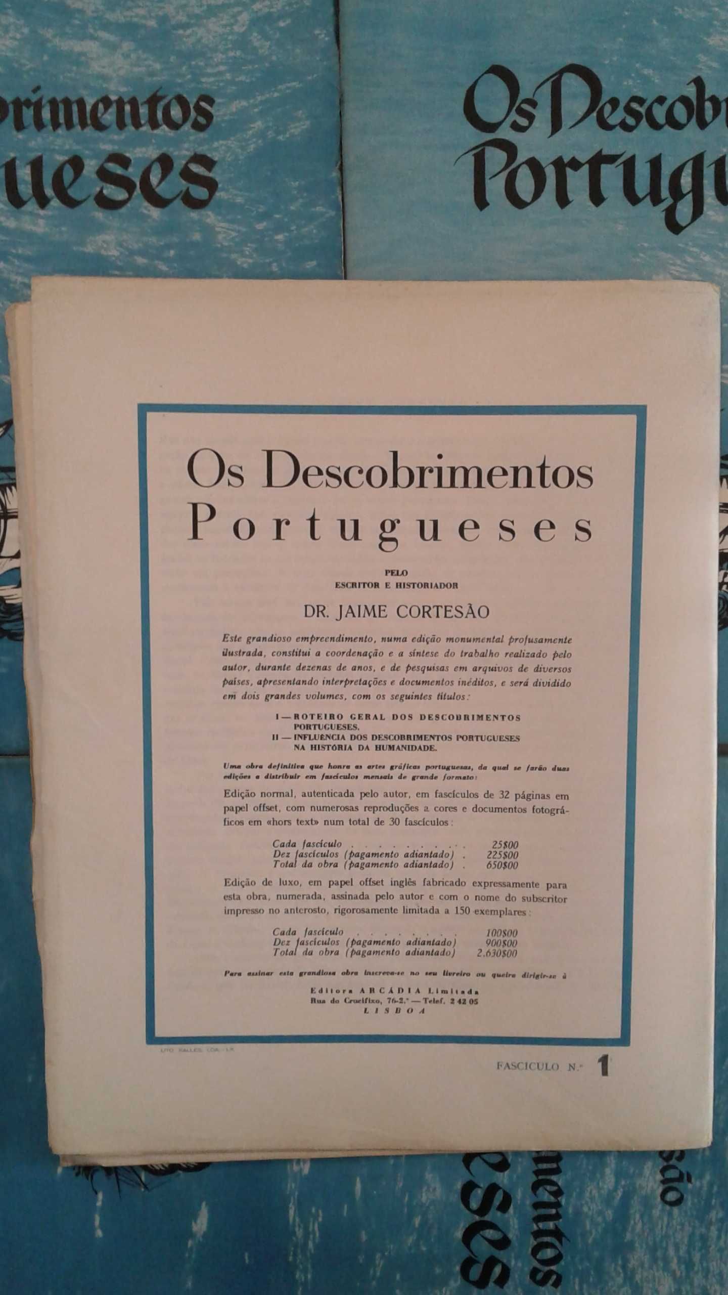 História d´Os Descobrimentos Portugueses de Jaime Cortesão-fascículos