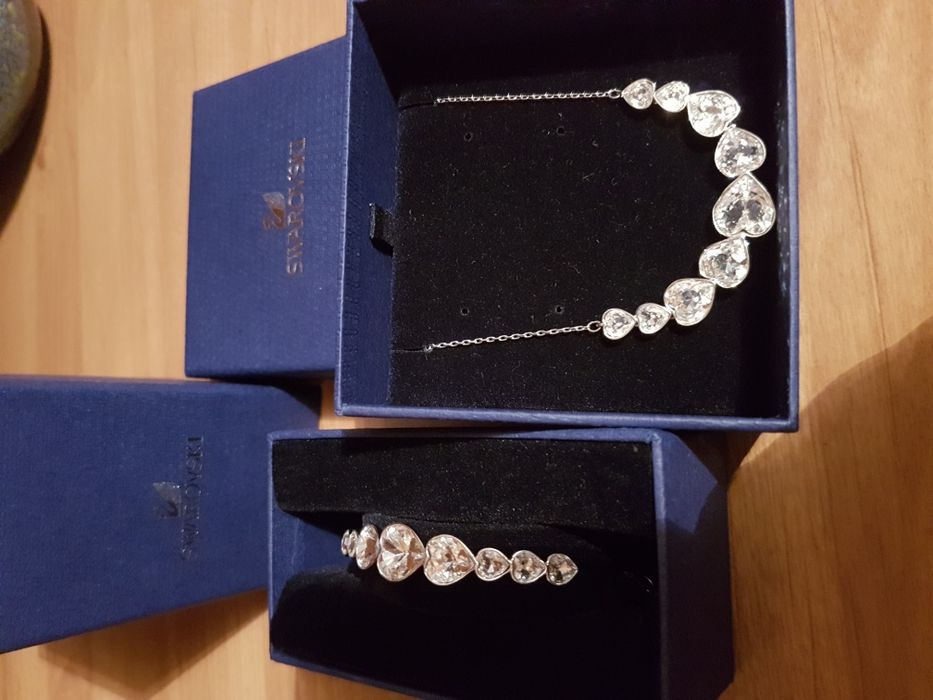 Komplet Swarovski naszyjnik i bransoletka serca