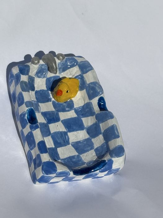 Ceramiczna gliniana popielniczka miseczka wanna wanienka kaczka duck