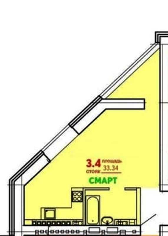 Продам квартиру -студию  34 м2 в кирпичном доме,  15мин от центра,