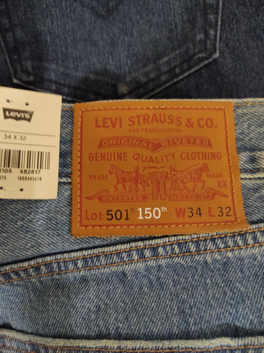 W34L32 Levi's 501 оригінальні чоловічі джинси