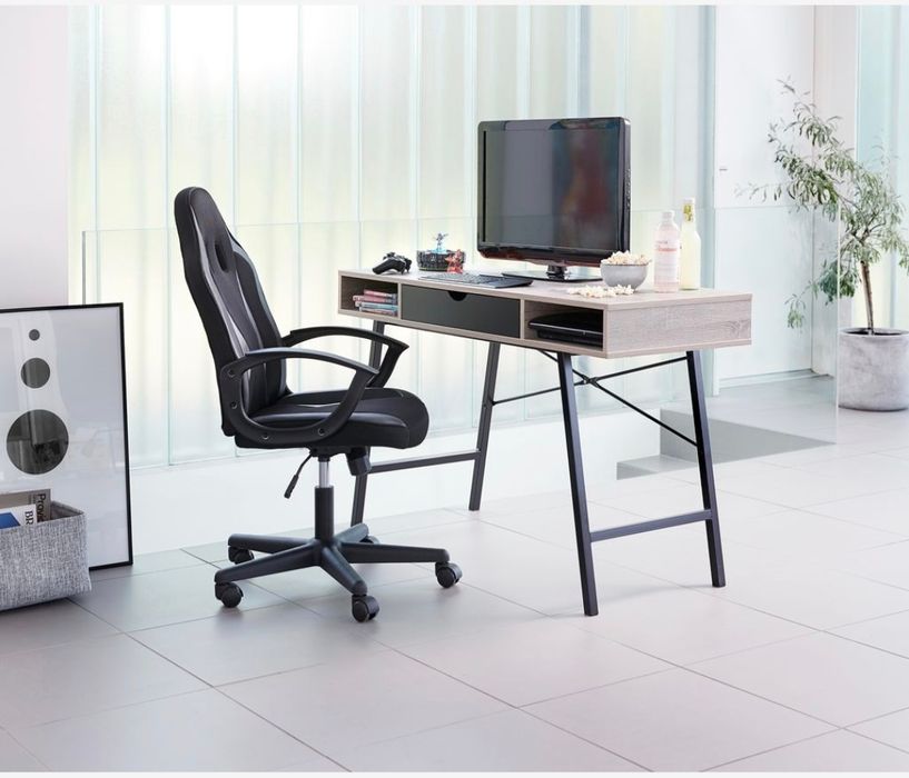 Biurko ABBETVED 48x120 kolor jasny dąb/czarny