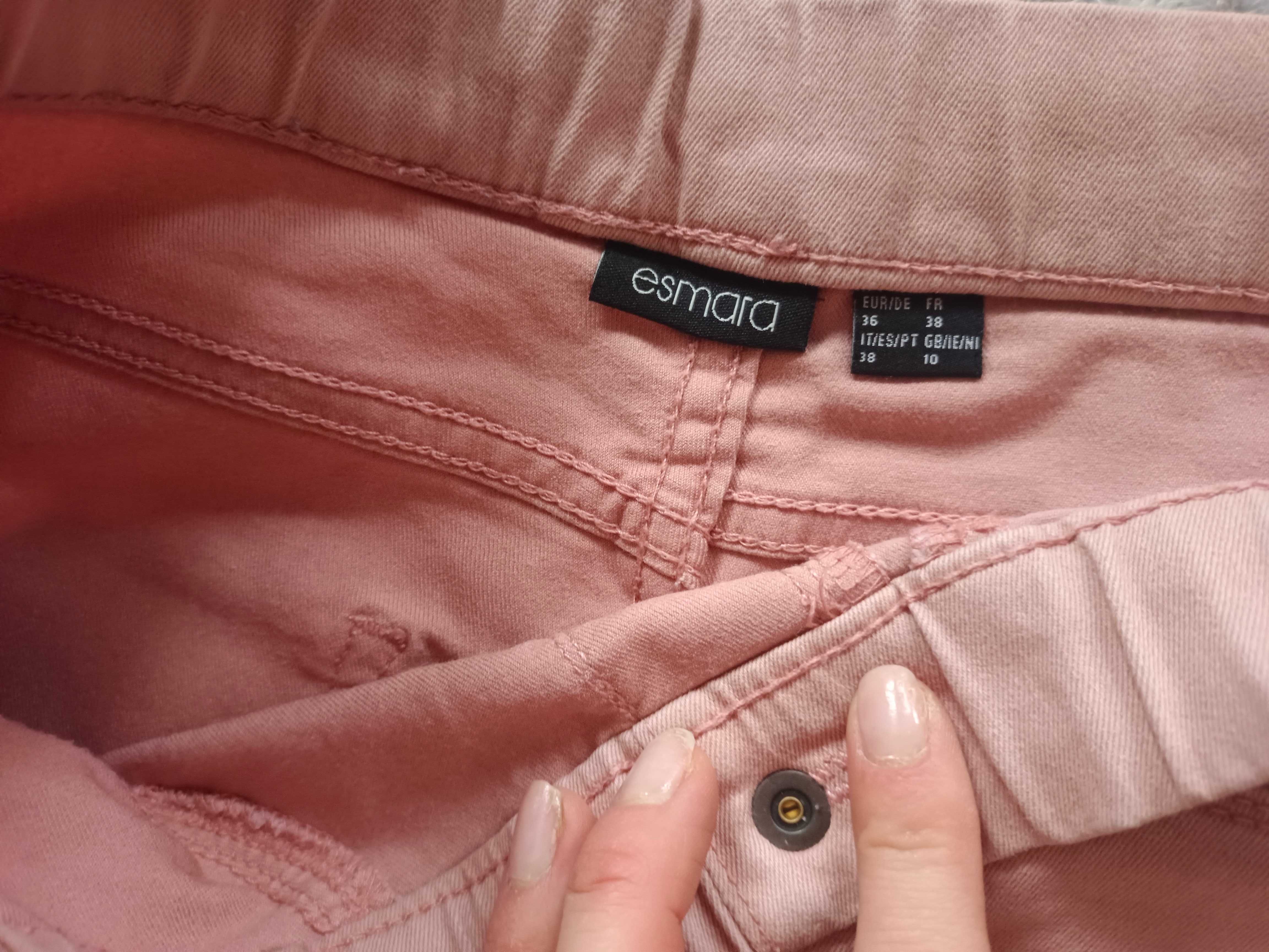 Jegginsy pudrowy róż Esmara 36,s miękki jeans, dopasowują się do figur