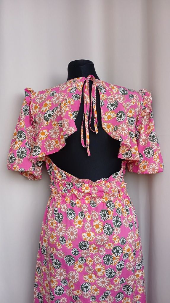 Kwiecista sukienka midi z otwartymi plecami L XL