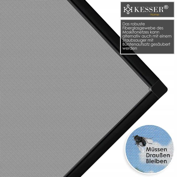 Moskitiera do okien z ramą aluminiową 100x120cm antracyt bez wiercenia