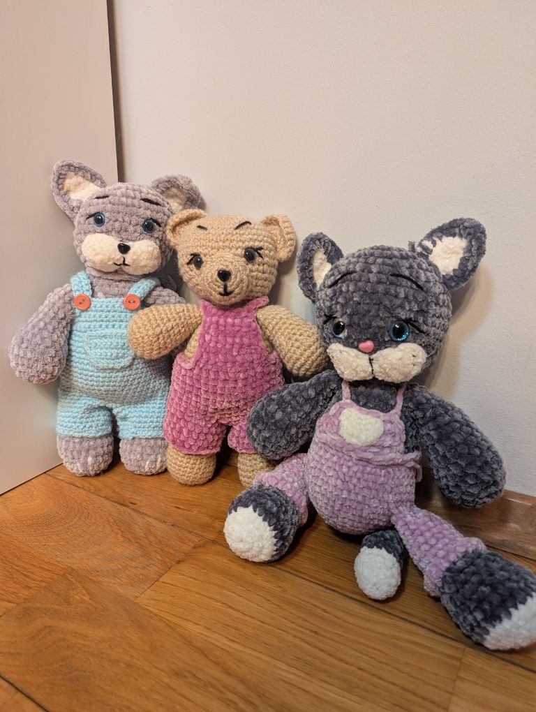Maskotka pluszak DIY miś kotek zajączek maskotki włóczka handmade