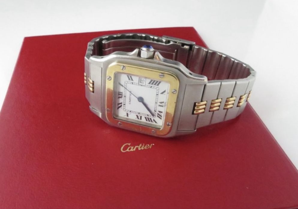 Cartier Santos Galbee Bracelete super rara Godron Automatico