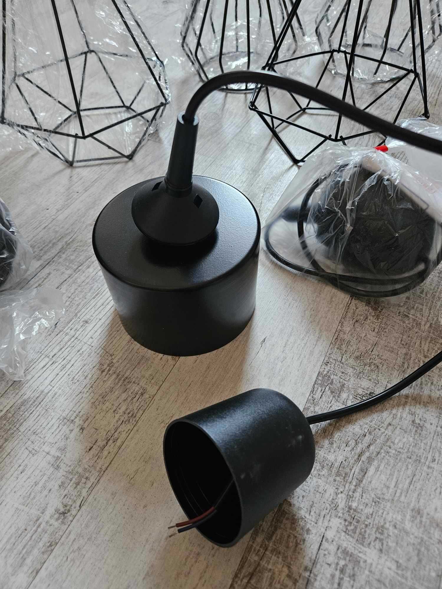 Komplet zestaw 8 lamp loft brylant czarne wiszące
