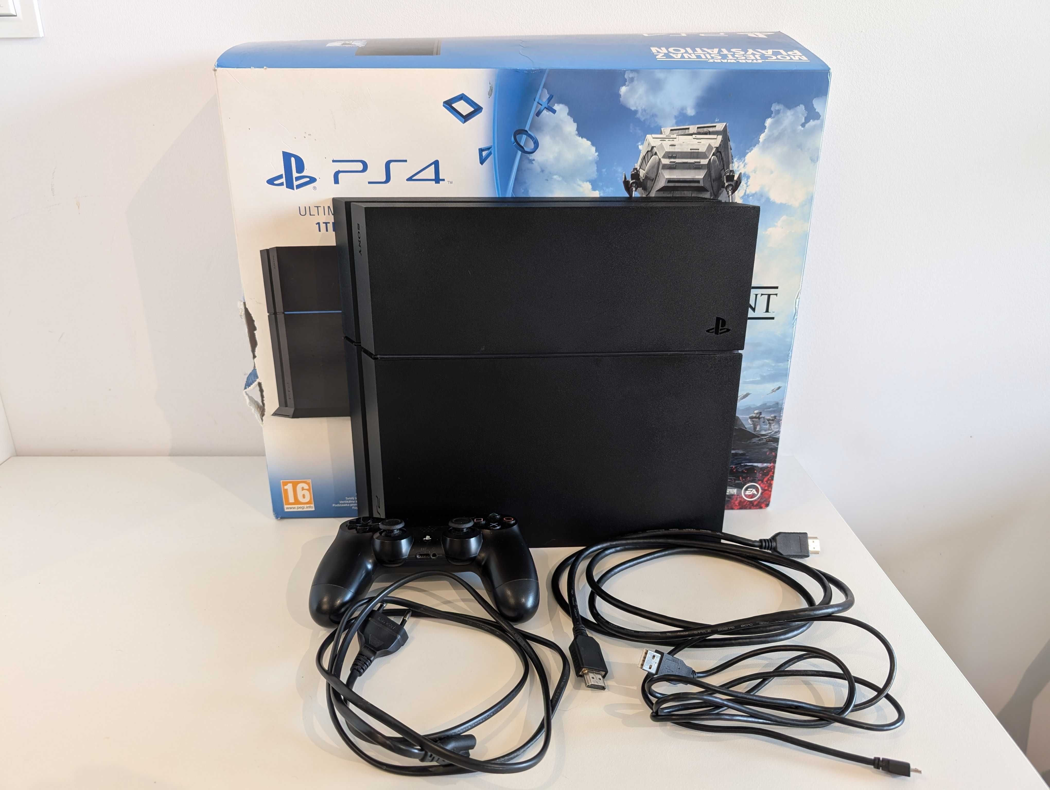 Konsola Playstation 4 1TB + pad, okablowanie