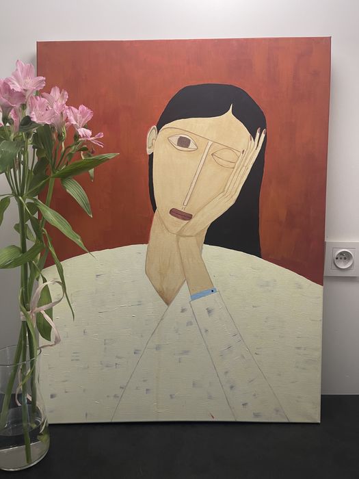 Duży obraz własnoręcznie malowany 60 x 80 cm. Abstrakcyjny obraz