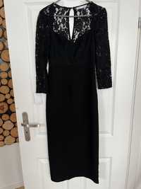 Sukienka czarna długa koronkowa Zara XS nowa