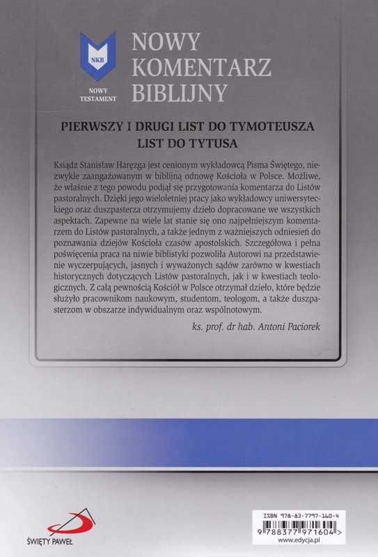 I i II List do Tymoteusza. List do Tytusa. Nowy Komentarz Biblijny