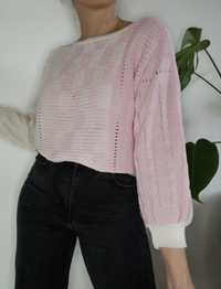 Uroczy sweter oversize warkocze 80s retro vintage