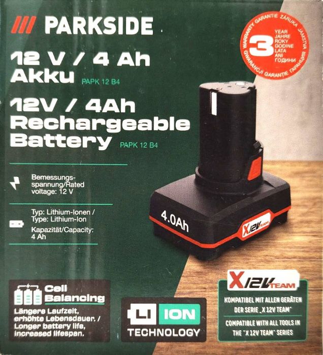Акумулятор PARKSIDE PAPK 12 B4 (12 В, 4 А·год, Li-Ion